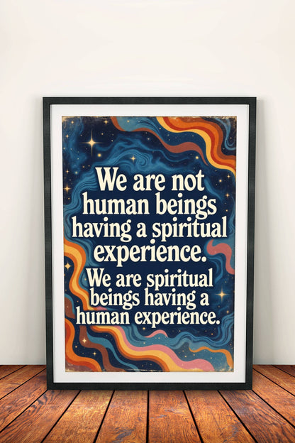 We Are Spiritual Beings Poster – Retro Cosmic Wisdom Art
