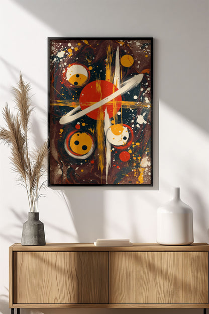 Cosmic Orbits Abstract - Retro Vintage Space Art Poster