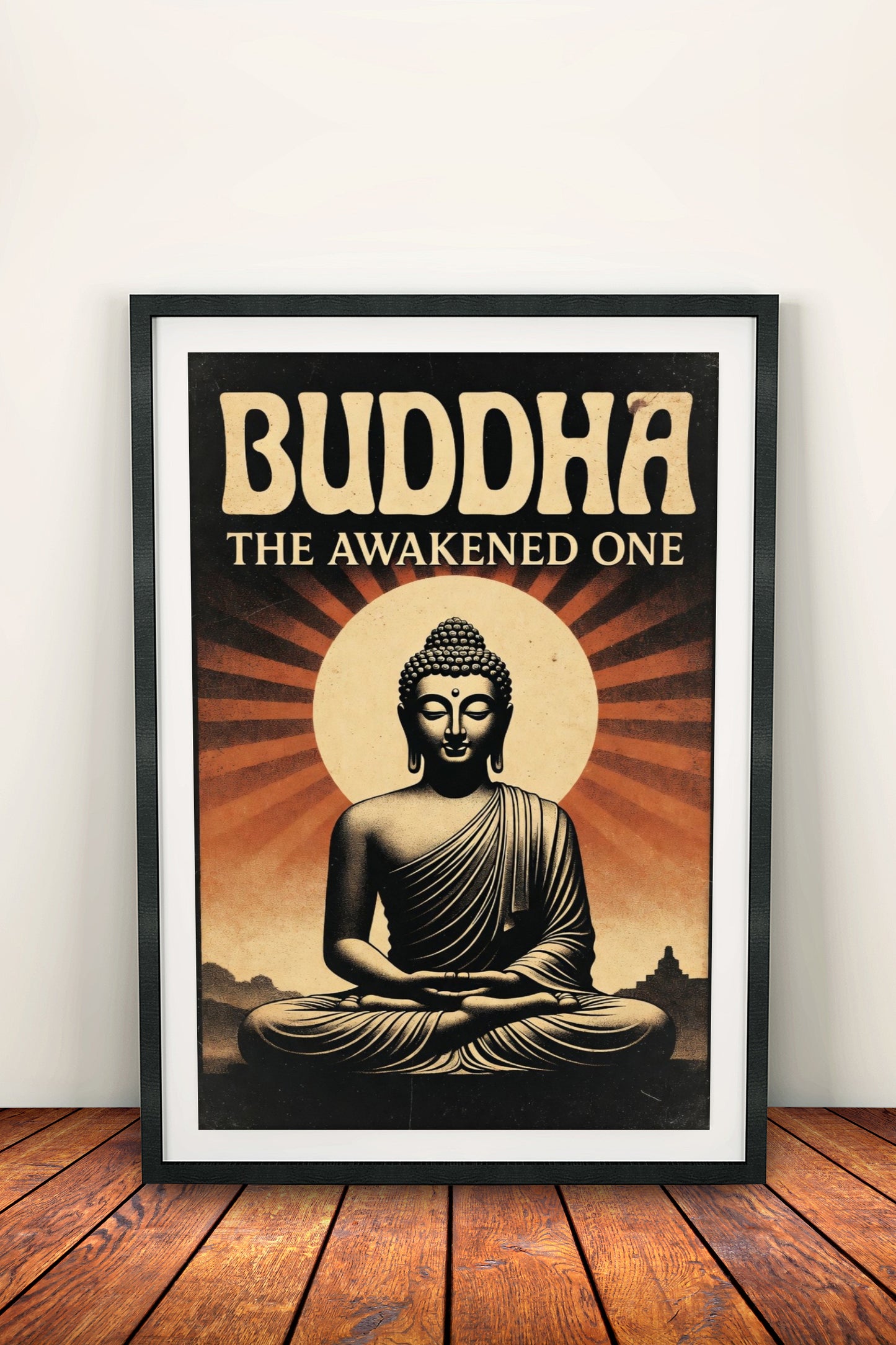Buddha The Awakened One Poster – Retro Spiritual Zen Art