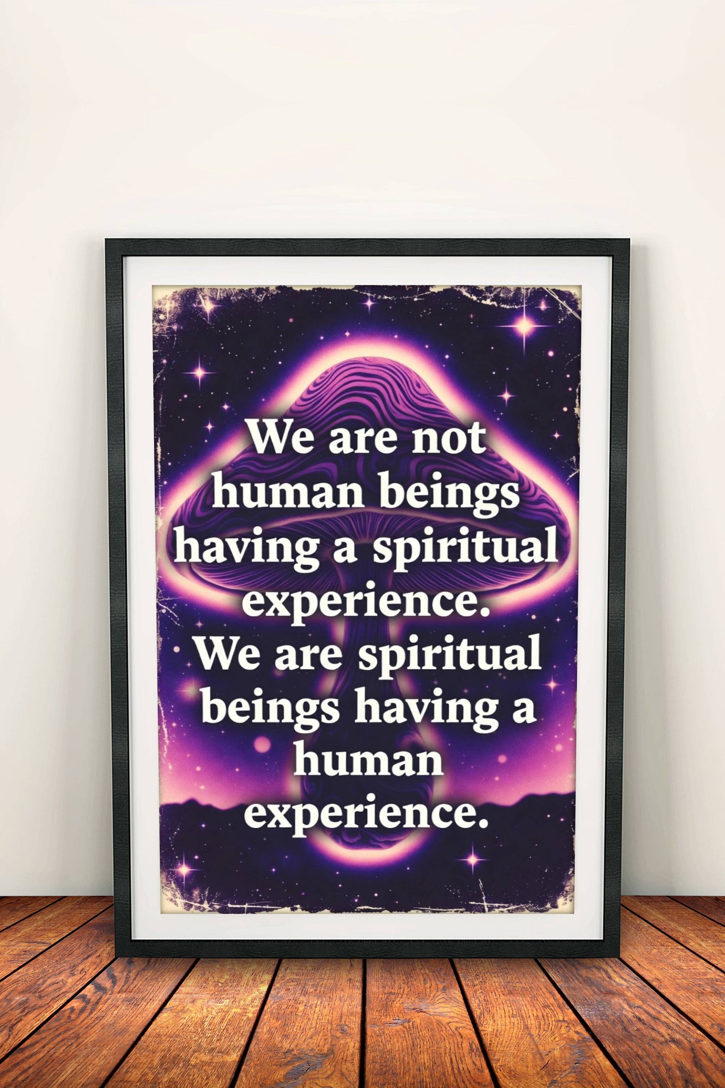 We Are Spiritual Beings Poster – Retro Cosmic Wisdom Art