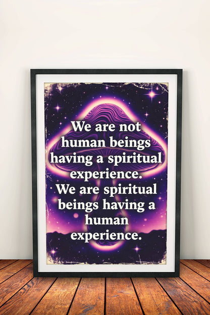 We Are Spiritual Beings Poster – Retro Cosmic Wisdom Art