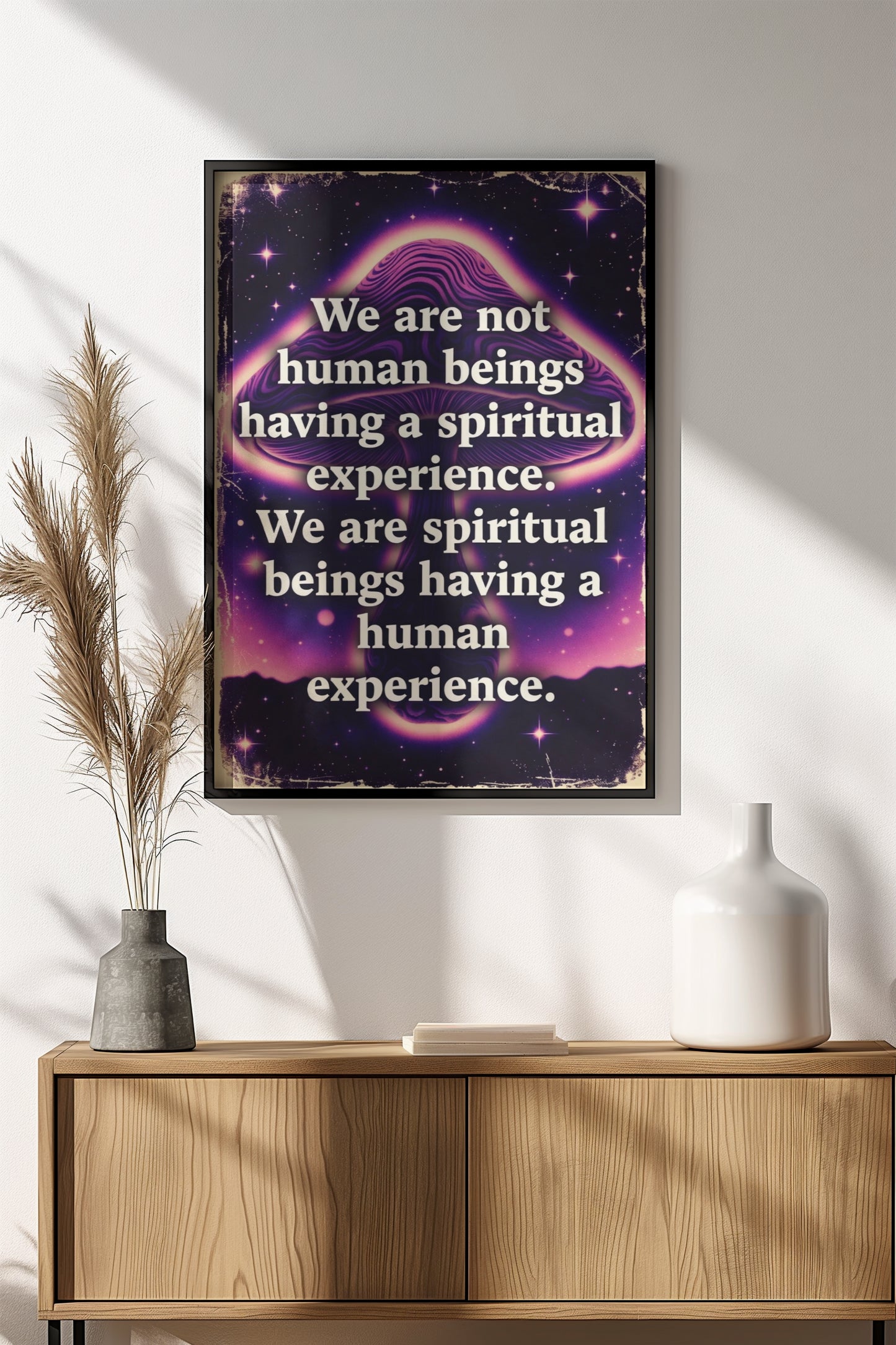 We Are Spiritual Beings Poster – Retro Cosmic Wisdom Art