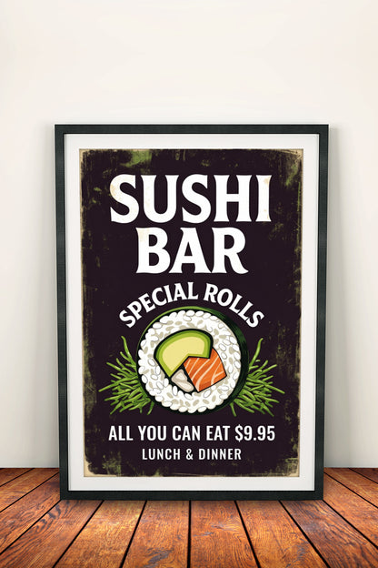 Sushi Bar Special Rolls - Retro Vintage Kitchen Poster