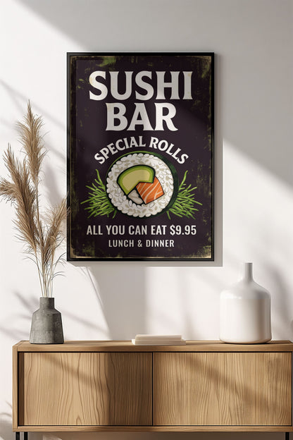 Sushi Bar Special Rolls - Retro Vintage Kitchen Poster