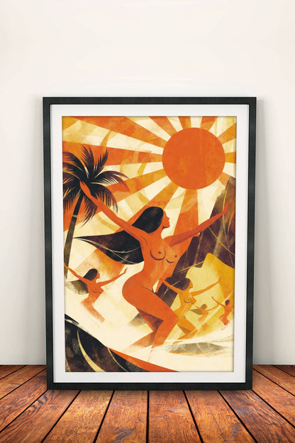 Sunset Dance Poster – Retro Tropical Freedom Art