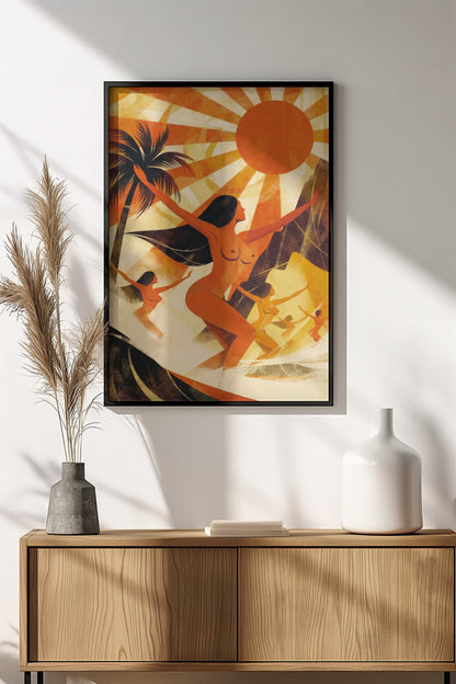 Sunset Dance Poster – Retro Tropical Freedom Art