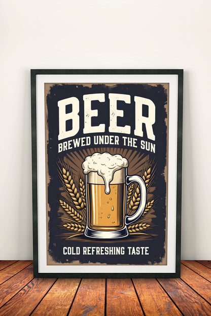 Beer Brewed Under the Sun - Vintage Poster