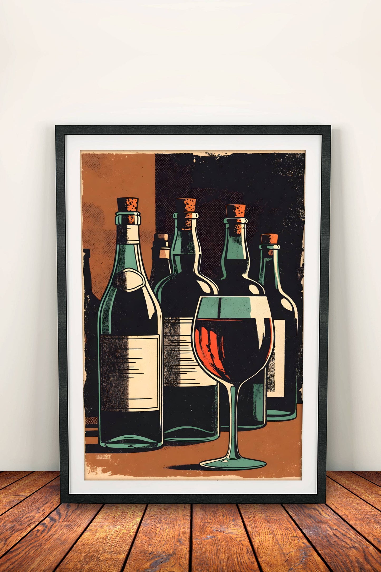 Wine Bottles Still Life Poster – Retro Vintage Wine Art