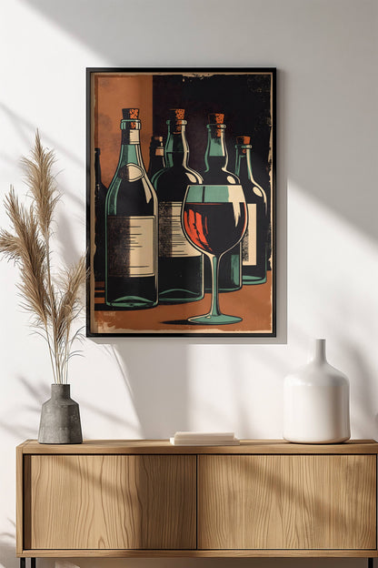 Wine Bottles Still Life Poster – Retro Vintage Wine Art