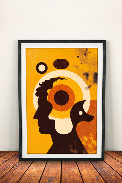 Mind & Shadow Play - Retro Vintage Abstract Silhouette Poster