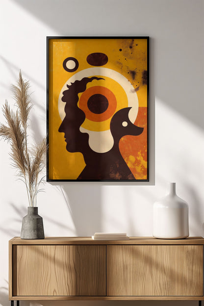 Mind & Shadow Play - Retro Vintage Abstract Silhouette Poster