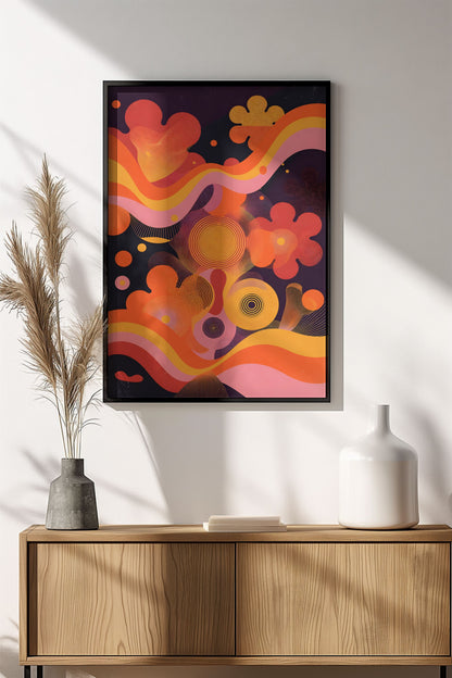 Vibrant Waves Retro Poster