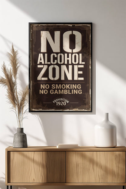 No Alcohol Zone Poster - Retro Prohibition Era Art