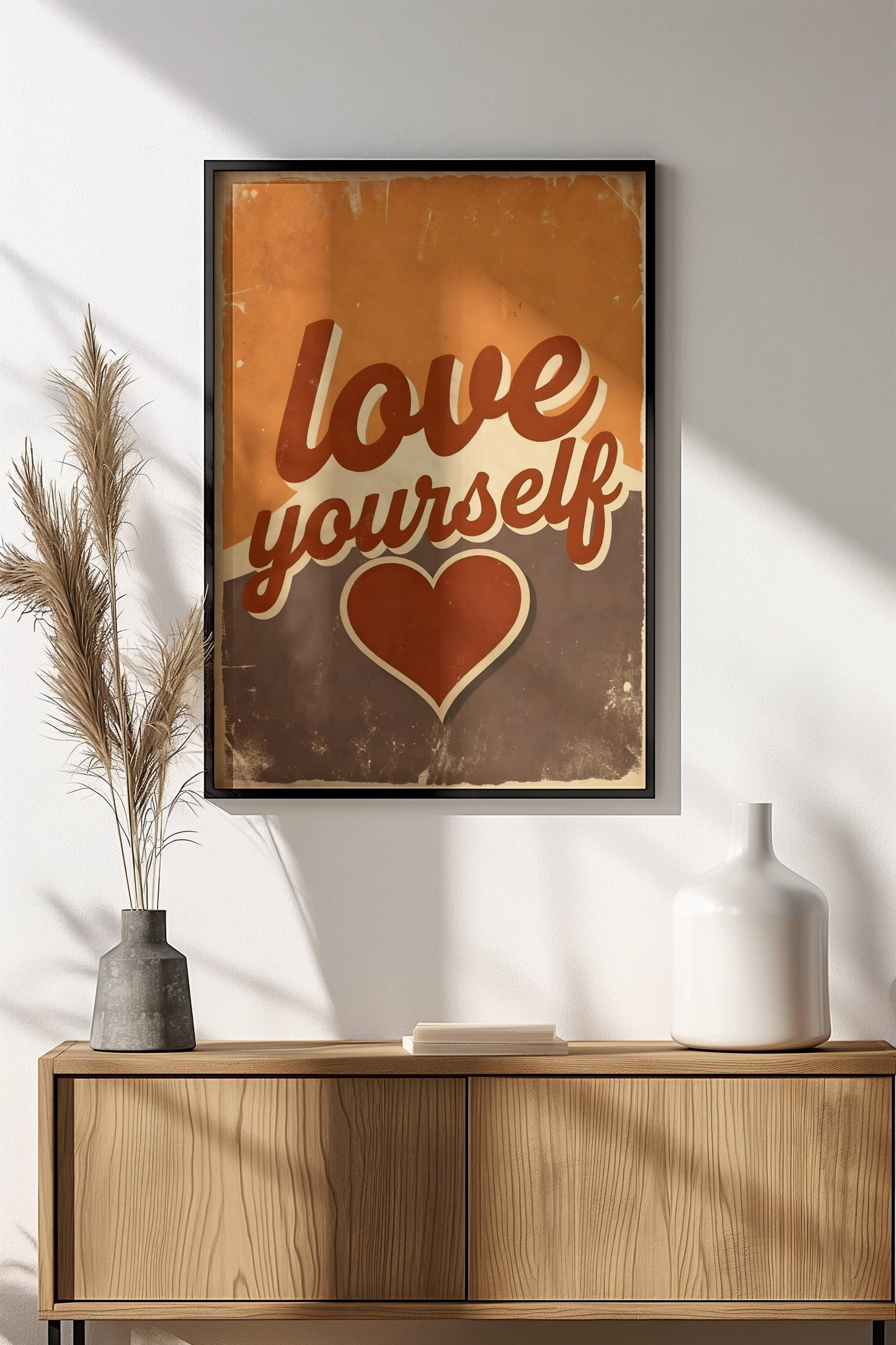 Love Yourself Poster – Retro Self-Love Heart Art
