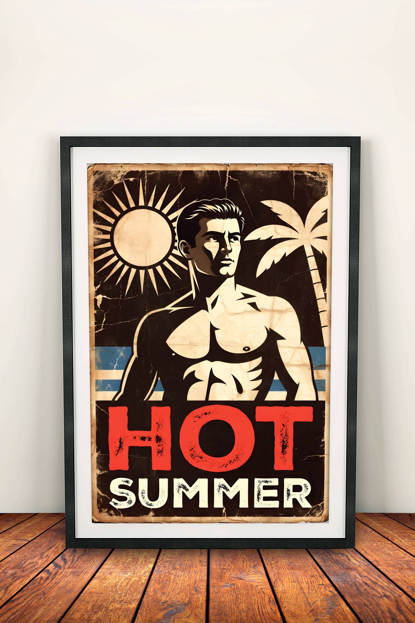 Hot Summer Poster - Retro Beach Art