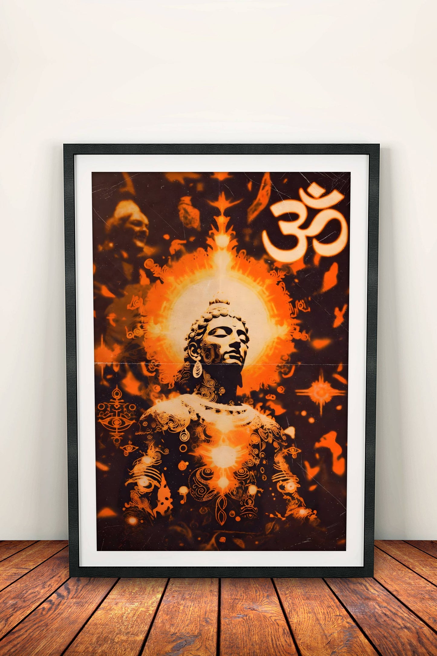 Buddha Om Radiance Poster – Retro Spiritual Glow Art