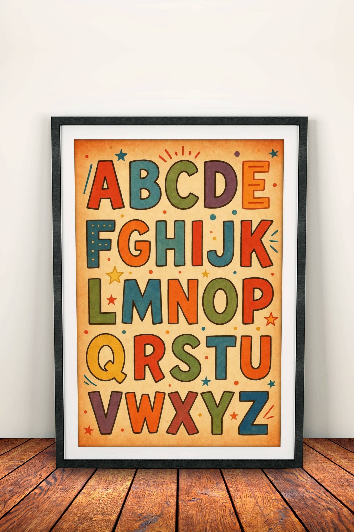 ABC Alphabet Poster – Retro Colorful Kids Learning Art