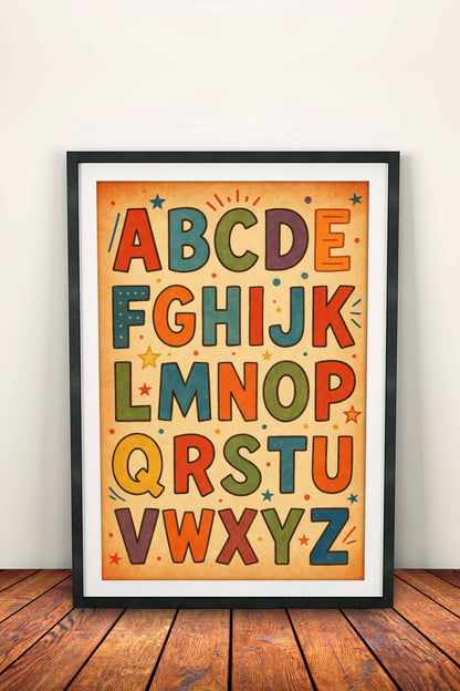 ABC Alphabet Poster – Retro Colorful Kids Learning Art