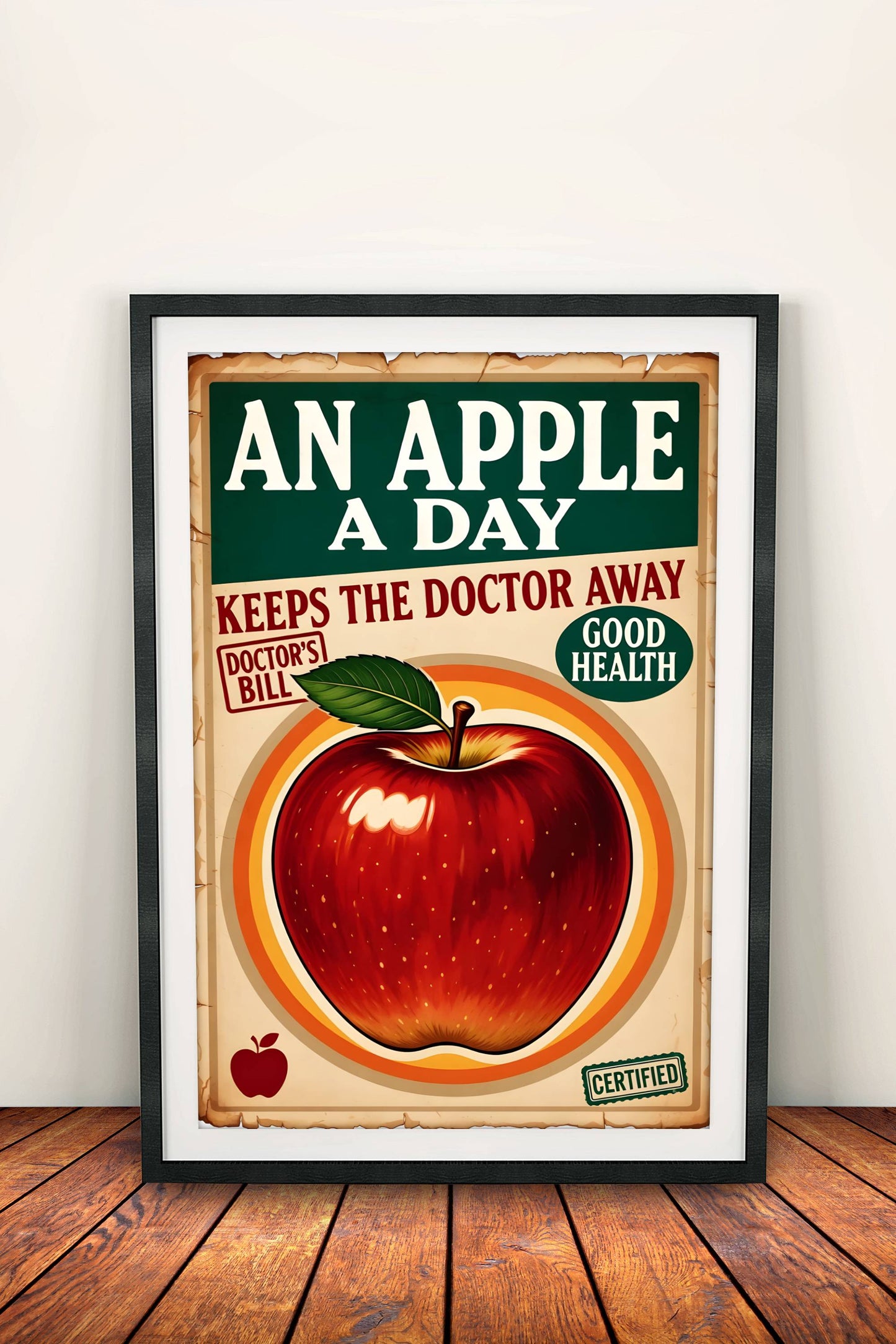 An Apple A Day Poster – Retro Health Proverb Art