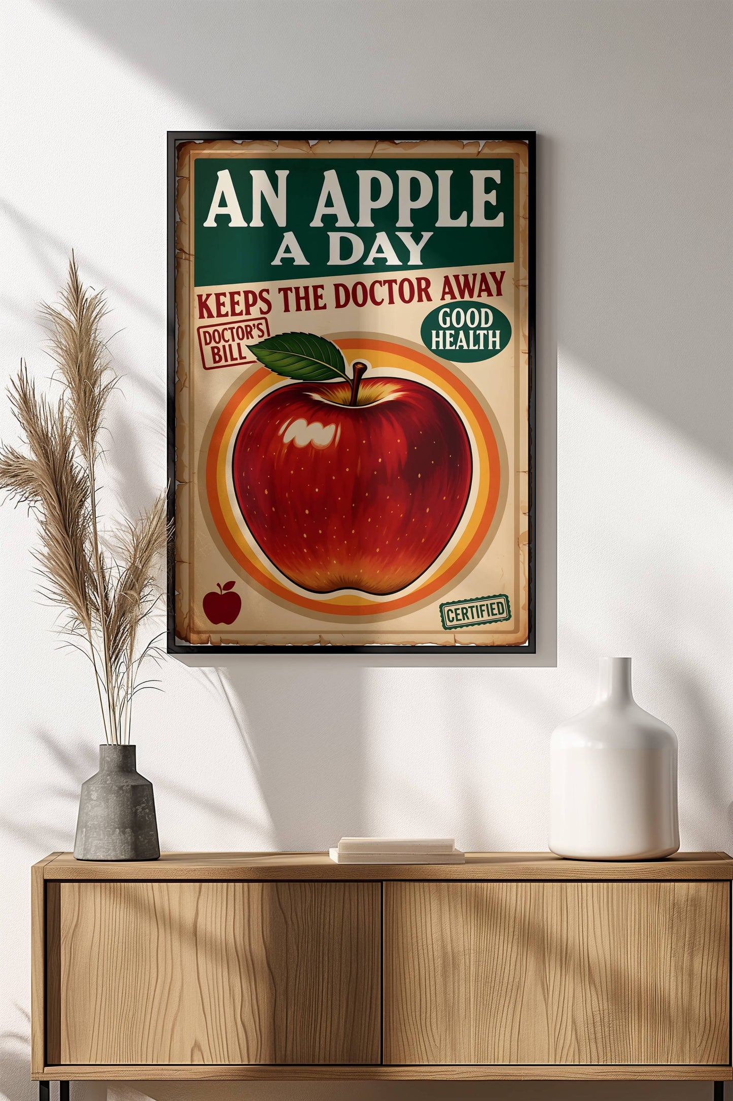 An Apple A Day Poster – Retro Health Proverb Art