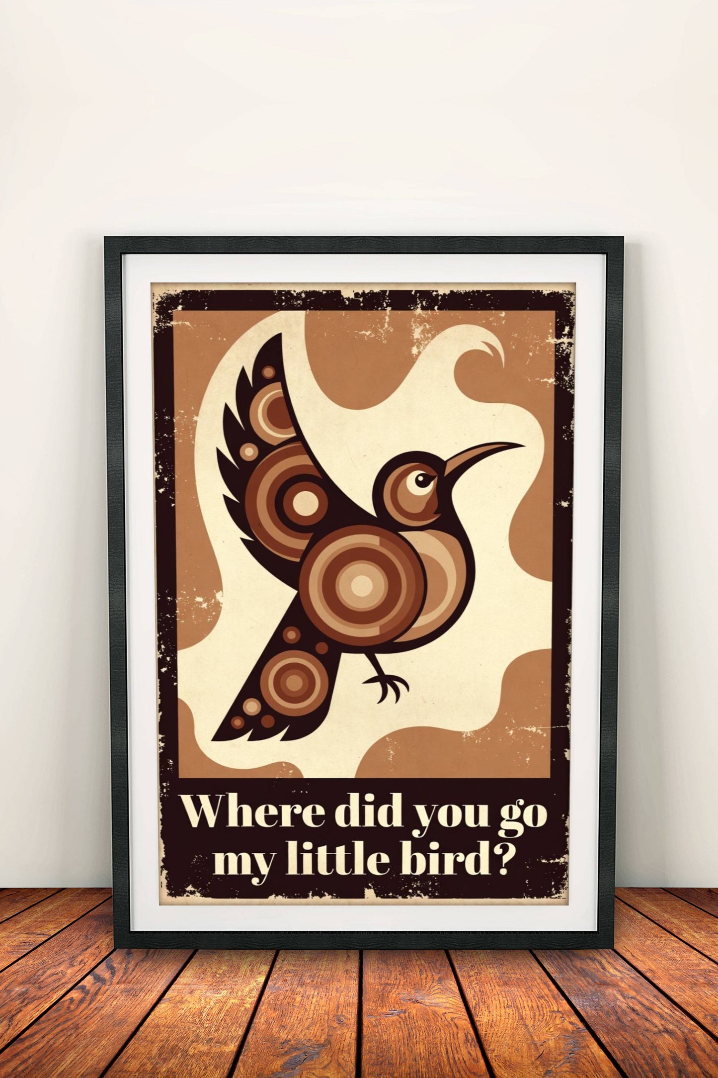 Where Did You Go My Little Bird Poster – Retro Nostalgic Bird Art