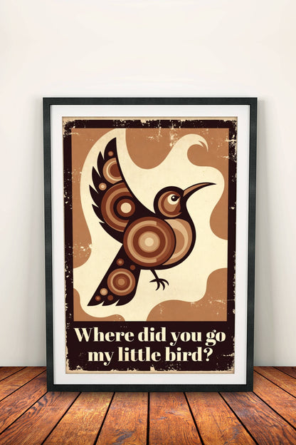 Where Did You Go My Little Bird Poster – Retro Nostalgic Bird Art