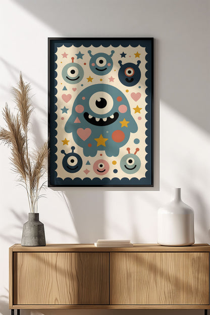 Cute Little Monsters - Vintage Kids Poster