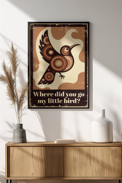 Where Did You Go My Little Bird Poster – Retro Nostalgic Bird Art