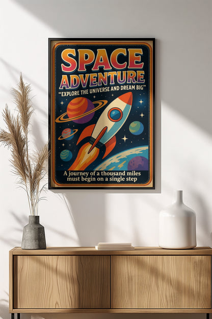 Space Adventure Poster – Retro Cosmic Journey Art