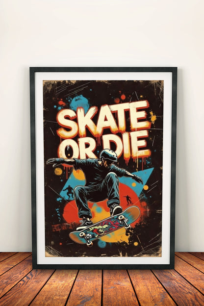 Skate or Die Poster – Retro Street Skate Art