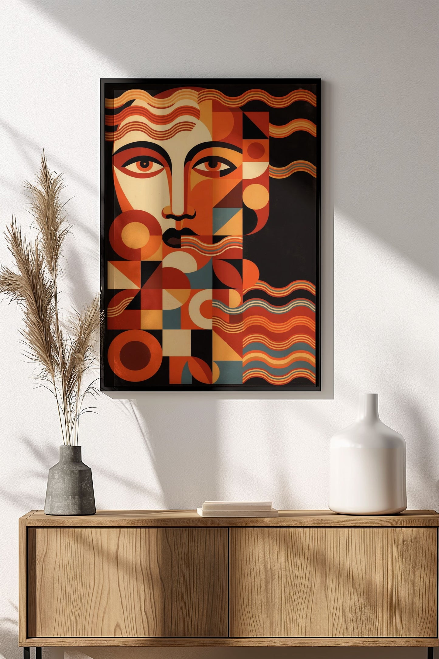 Abstract Geometric Face - Retro Vintage Art Deco Poster