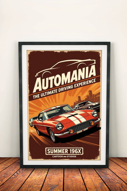 Automania Poster – Retro Classic Cars Driving Experience Art