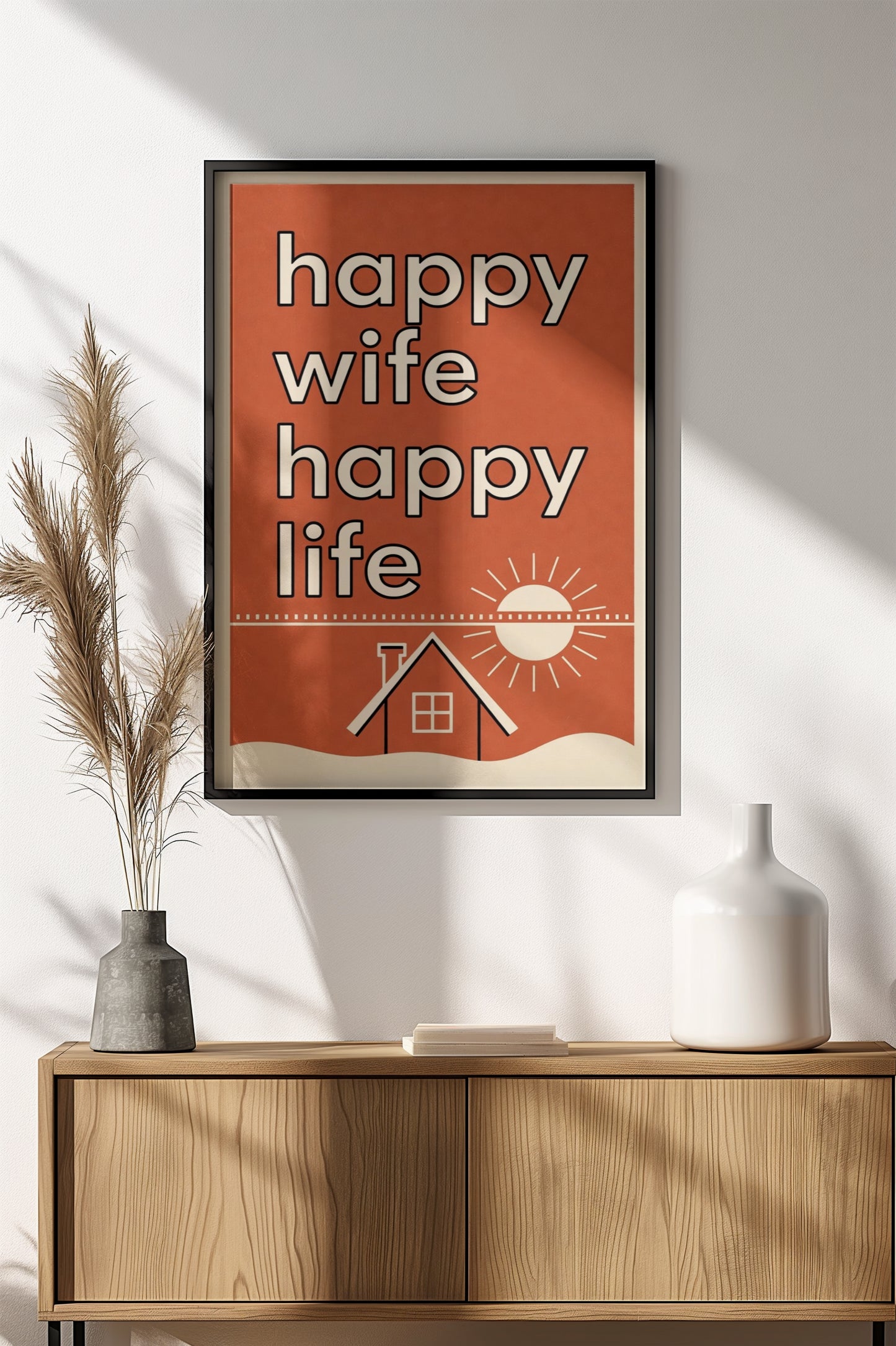 Happy Wife Happy Life Poster – Retro Sunshine Home Art