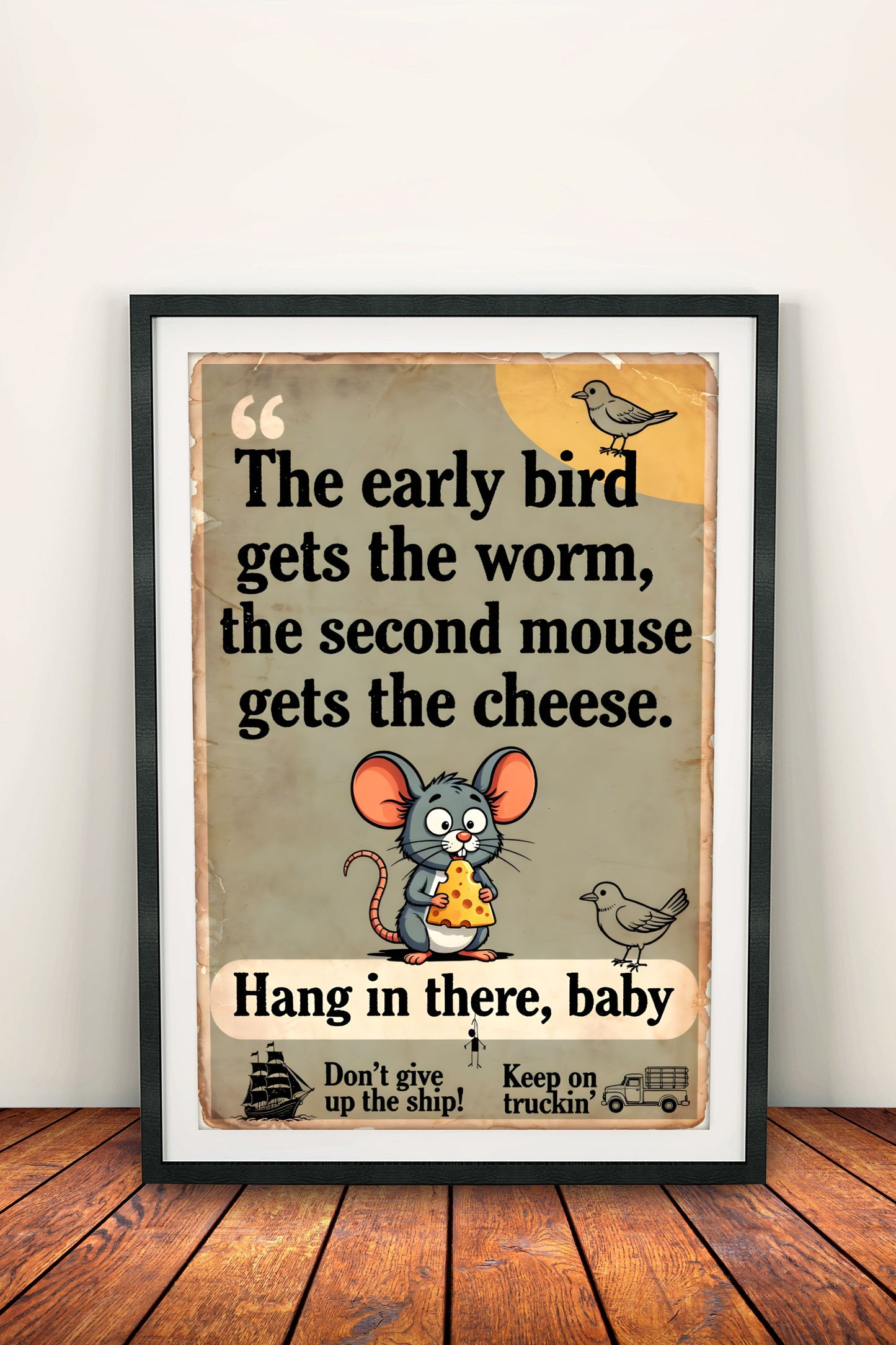 Second Mouse Gets the Cheese - Retro Funny Poster