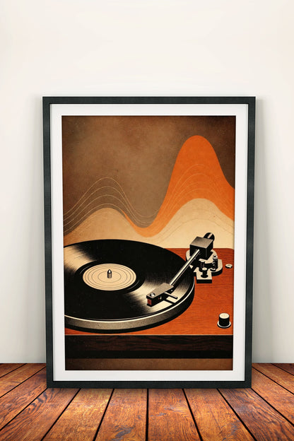 Vinyl Sunset Groove Poster – Retro Turntable Art