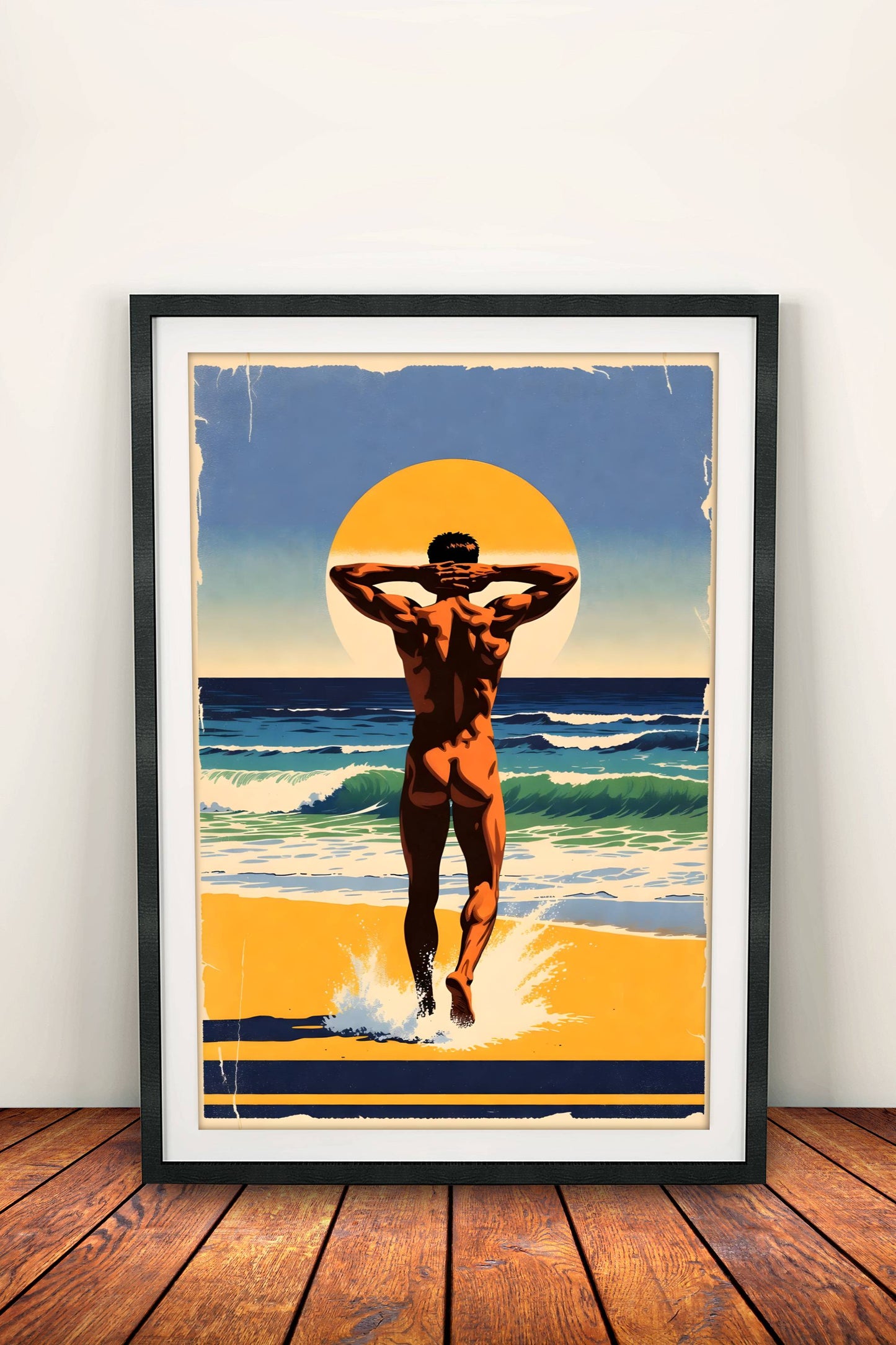 Hot Summer Beach Poster – Retro Sun Muscle Art