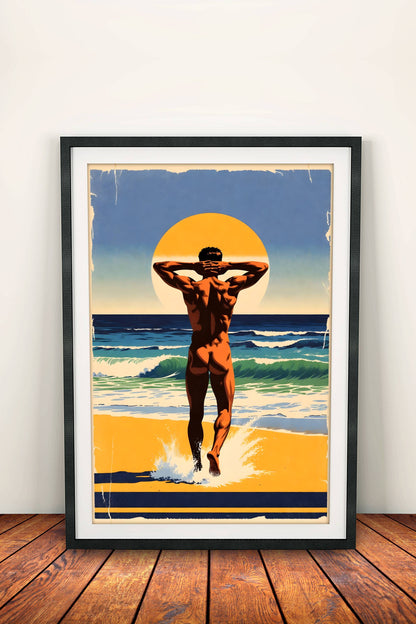Hot Summer Beach Poster – Retro Sun Muscle Art