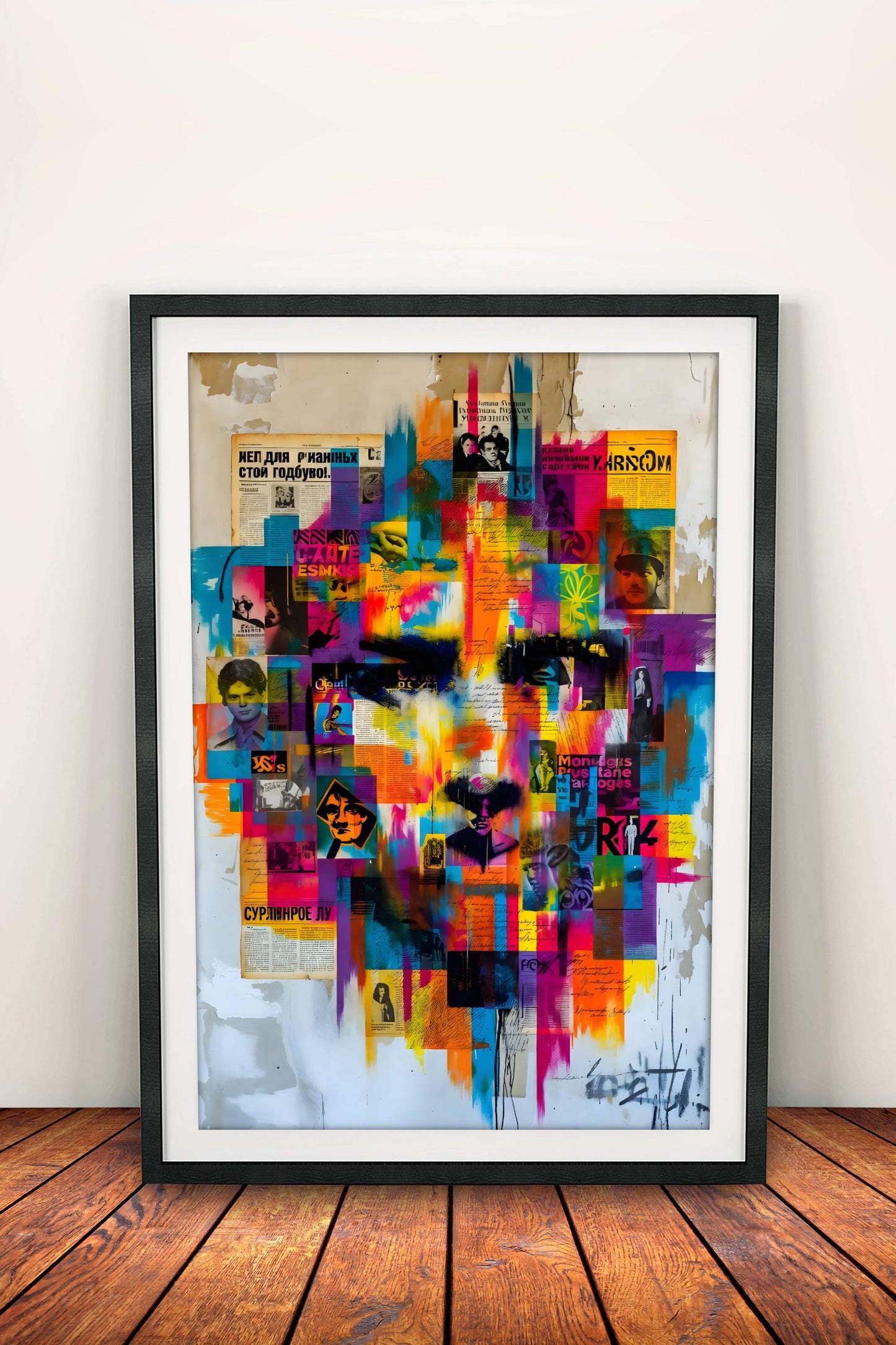 Abstract Collage Face Poster – Retro Street Art Chaos