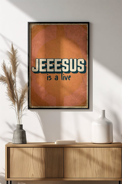 Jesus Is Alive Poster – Retro Spiritual Faith Art