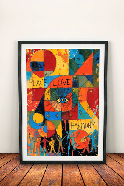 Peace Love Harmony Poster – Retro Unity Art