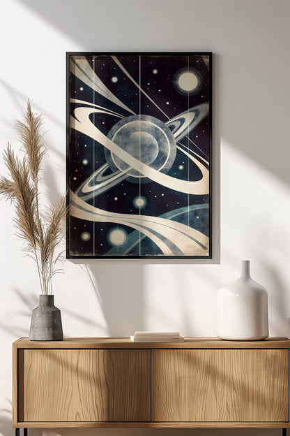 Cosmic Orbit Poster – Retro Space Art