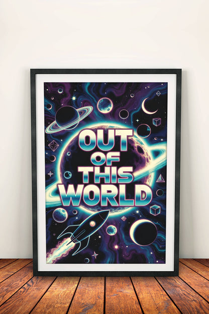 Out of This World Poster – Retro Space Adventure Art