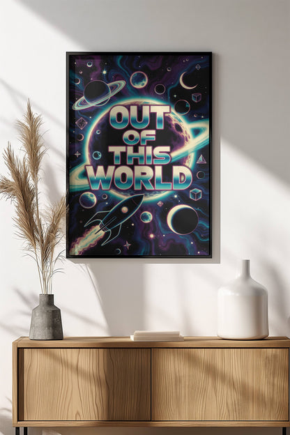 Out of This World Poster – Retro Space Adventure Art