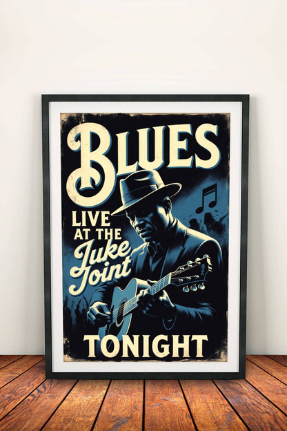 Blues Juke Joint Poster – Retro Live Music Art