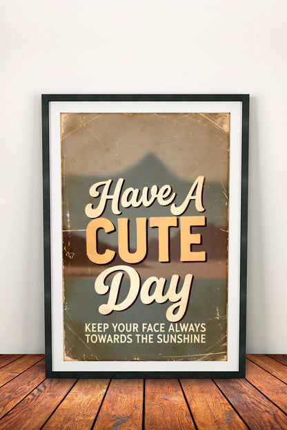 Have a Cute Day Poster - Retro Sunshine Smile Art