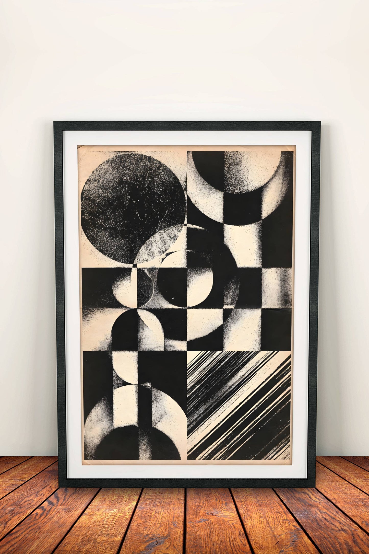 Geometric Abstraction Poster – Retro Bauhaus Circles Art