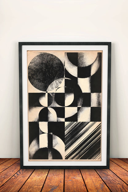 Geometric Abstraction Poster – Retro Bauhaus Circles Art