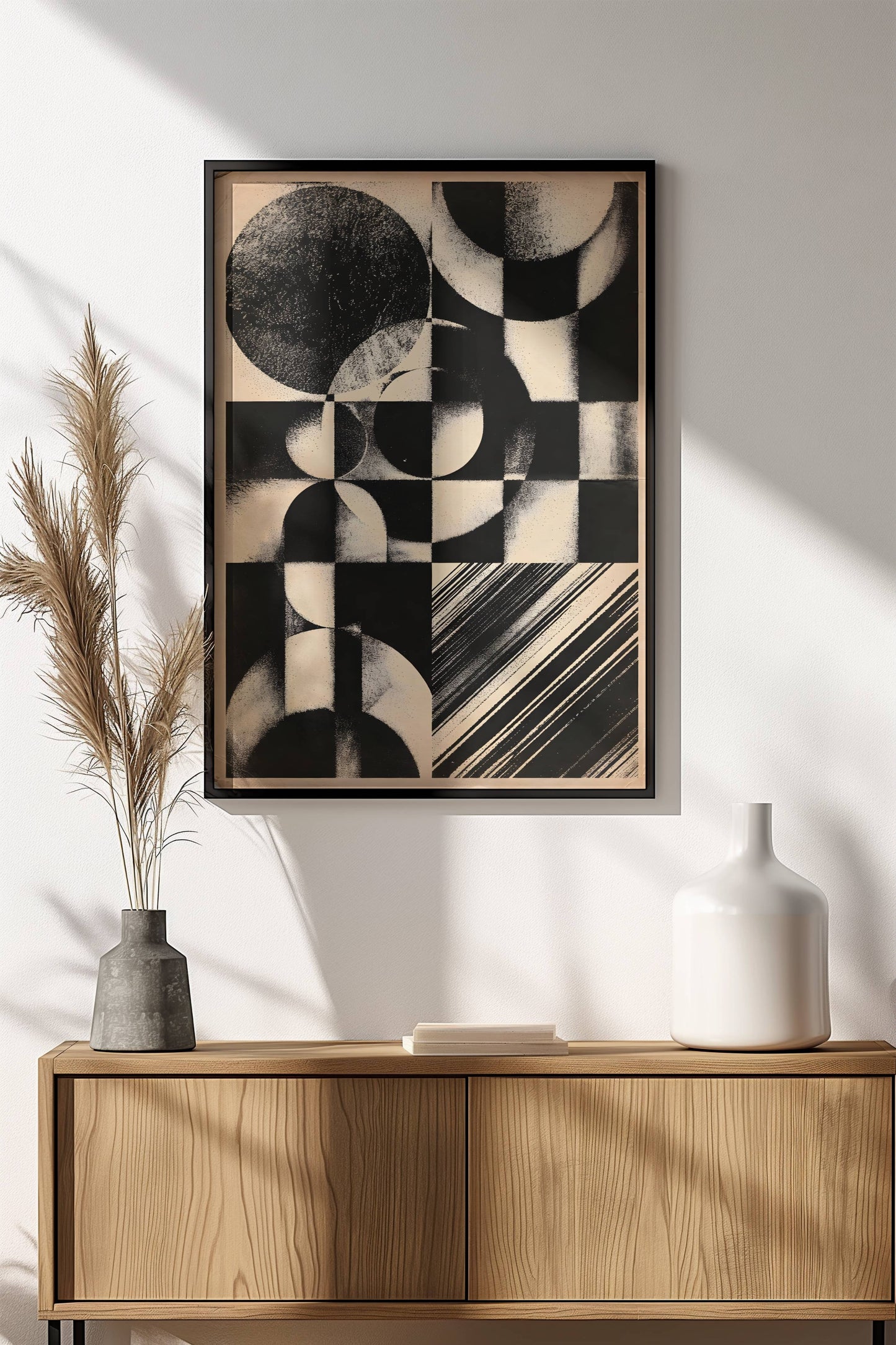 Geometric Abstraction Poster – Retro Bauhaus Circles Art
