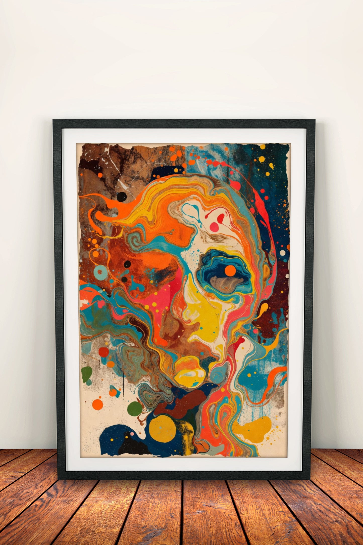 Abstract Face Poster – Retro Abstract Swirl Art