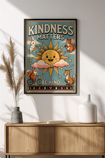 Kindness Matters Be Kind - Vintage Kids Poster